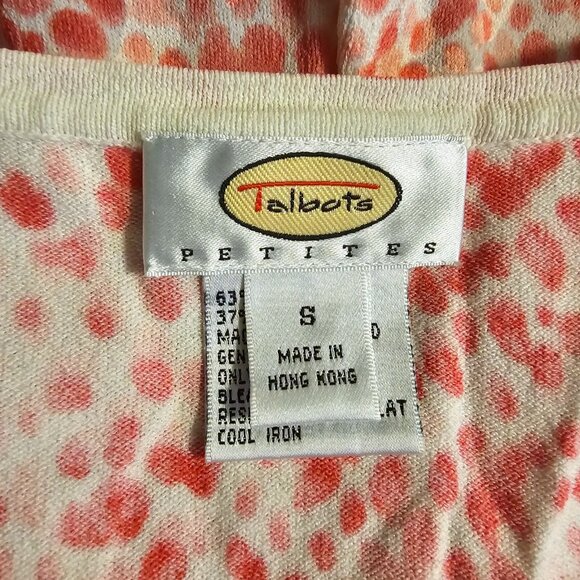 TALBOTS Woman's Petite S White Pink Animal Print BUTTON CARDIGAN SWEATER - Picture 3 of 9